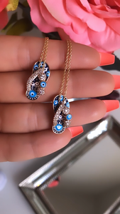 Evil Eye Beach Slipper Necklace