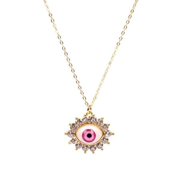 Icy Pink Evil Eye Necklace