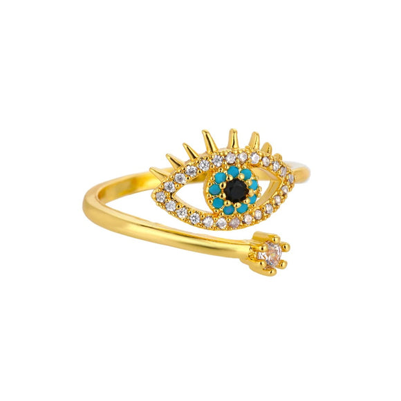 Gold Icy Evil Eye Ring